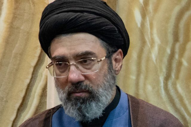 FILE PHOTO: Iran’s new supreme leader, Mojtaba Khamenei, the second son of late Iran's Supreme Leader Ayatollah Ali Khamenei, attends a rally in Tehran